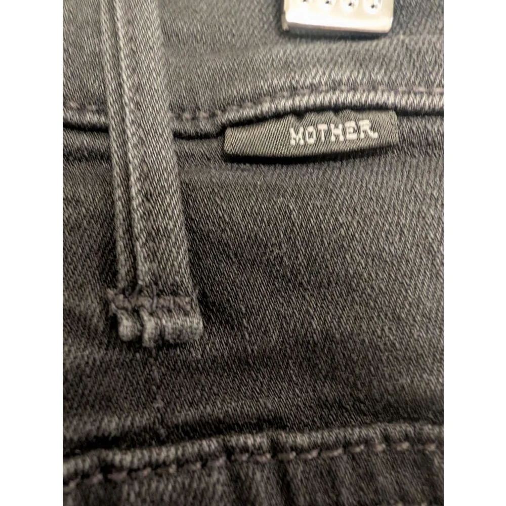 MOTHER Hustler Ankle Fray Black Jeans Size 26 Denim Pants Revolve Cropped Flared
